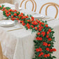 4 Packs Artificial Rose Garland: 31.48Ft Each Fake Flower Vine with Improved Color & 10 Ties for Wedding Arch Backdrop, Home Wall Party Decor, Christmas Decor, Orange