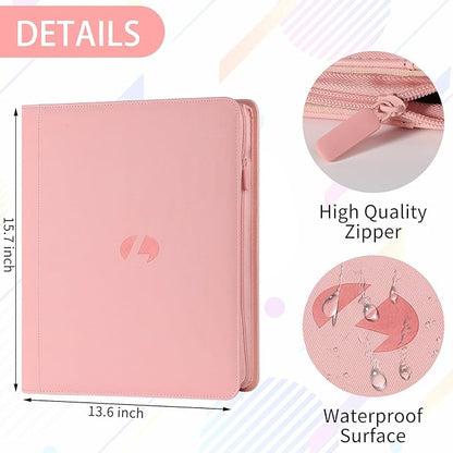 Toploader Binder,Holds 288 Toploaders,9 Pocket Double-Sided Top Loader Binders with Sleeves for 3 x 4'' Toploaders, Card Holder for Trading Cards or Sports Cards (Pink)