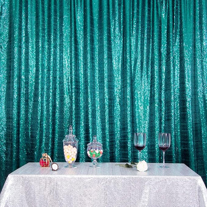 SquarePie Sequin Backdrop Curtain Not See Through Thick Glitter Background for Party 7FT x 7FT Teal