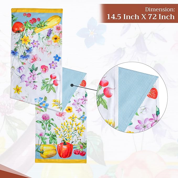 Maison d' Hermine Table Runner 100% Cotton Double Layer Table Runners 72 inches Long Decorative for Home Kitchen Dining Party Baby Shower Wedding Bridal Shower Spring Summer (Giverny, 14.50" x 72")