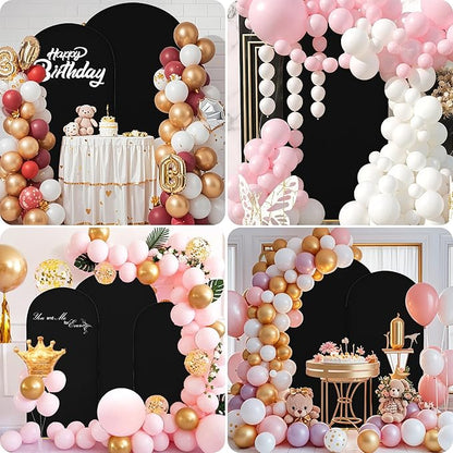 7.2FT Wedding Arch Covers Arch Backdrop Cover Arch Stand Covers Set Arch Cover Spandex Fabric Stretchy Backdrop for Wedding Birthday Party Decoration Baby Shower (Black, Cover Only)