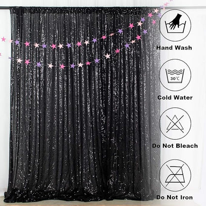 ShinyBeauty Black Sequin-Backdrop-20FTx10FT Sequins Fabric Backdrops for Photoshoot Panel Heavy Duty Background 10FT Glitter Curtain Happy Birthday Drapes