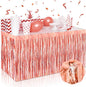3 Pack 29 x108 Inch Rose Gold Foil Fringe Table Skirts Metallic Banner for Tinsel Streamer Garland Backdrop for Parade Floats Wedding Thanksgiving Birthday Christmas New Year Party Decoration