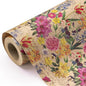 WRAPAHOLIC Kraft Floral Wrapping Paper Roll - Mini Roll - 17 Inch x 33 Feet - All Occasion Vintage Flower for Wedding Bridal Shower Birthday