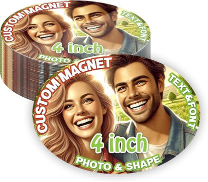 KETABAO – 4" Oval Custom Photo Magnets - Upload Your Image for Personalized Magnets - Choose Your Shape - Add Your Text Fridge, Locker, and Car & More