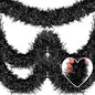 25 Feet Metallic Twist Tinsel Garland - Wall Hanging Backdrop for Parade Floats, Christmas Eve, New Year, Valentine's Day Parties (Black, 4in x 25ft)