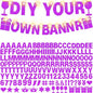 DIY Customizable Banner Letter Banners Party Supplies for Mermaid Party（Glitter Purple）