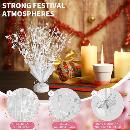 6 Pack Star Table Centerpieces for Party, Birthday Table Decorations for Kids Adults, Party Centerpieces for Tables for Wedding Baby Shower Graduation Holiday Event (White)