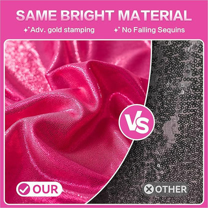 gogoparti 20x10FT Hot Pink Sequin Backdrop Curtain - 4 Panels of 5x10FT Wrinkle-Free Glitter Drapes for Photography, Birthdays, Weddings & Graduations