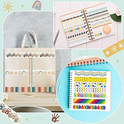 TaoBary 33 Rolls Holiday Plaid Washi Tape, 15 mm Seasonal Washi Tape Set Bohemian Colorful Vintage Cute for Card Wrapping Craft(Rainbow Style)