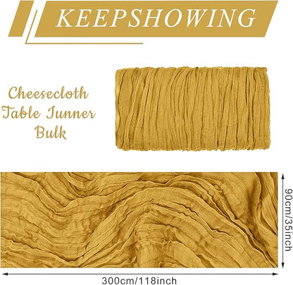 6 Pack Cheesecloth Table Runner 10Ft Christmas Gauze Boho Table Runners for Wedding Decor Bridal Shower Decorations Baby Shower Party(35" x 120")