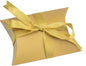 Aokbean 100 Pack Mini Pillow Candy Box Small Gift Boxes with 50 Yards Ribbon for Christmas Wedding Party Favor Gift, Jewelry or Soap Packaging (Gold)