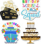 Hoteam 4 Pcs Birthday Cruise Door Decorations Magnetic Large Happy Birthday Cruise Ship Door Magnets Funny Waterproof Balloon Cake Nautical Magnets for Carnival Cabin Stateroom Fridge Car