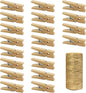 Mini Wooden Clothespins With Jute Twine, 250pcs, 1 Inch Photo Paper Peg Pin Craft Clips With 66ft Natural Twine for Scrapbooking, Arts & Crafts, Hanging Photos (Natural Color)