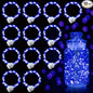 Aogist 12 Pack Fairy Lights 3 Modes 7ft 20 LED Waterproof,Battery Operated Silver Wire Firefly Starry Moon Mini String Lights for Mason Jars Christmas DIY Crafts Wedding Party Bedroom,Blue