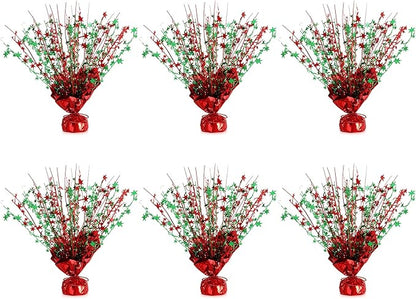 6 Pack Star Table Centerpieces for Party, Birthday Table Decorations for Kids Adults, Party Centerpieces for Tables for Wedding Baby Shower Graduation Holiday Event (Red Green)