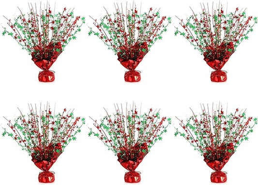 6 Pack Star Table Centerpieces for Party, Birthday Table Decorations for Kids Adults, Party Centerpieces for Tables for Wedding Baby Shower Graduation Holiday Event (Red Green)