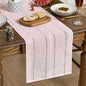 Artoid Mode Pink Rustic Cotton Linen Table Runner, Seasonal Embroidered Hollow Kitchen Dining Table Decoration for Home Party Decor 13x36 Inch
