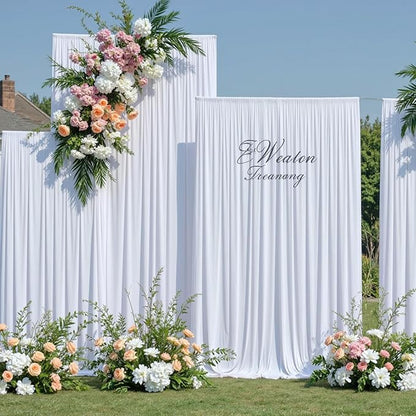 30ftx10ft Wrinkle Free White Backdrop Curtains for Party Background, 6 Panels 5x10ft Silky Polyester Photo Backdrop Drapes Back Drop Cloth for Wedding Birthday Photography Baby Shower Decor
