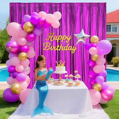 Glitter Sequin Backdrop Curtains for Halloween - 19.2x8FT Wrinkle-Free Glitter Drapes Purple Photo Backdrop Drapes for Wedding Birthday Photography Background 4 Panels 4.8x8FT