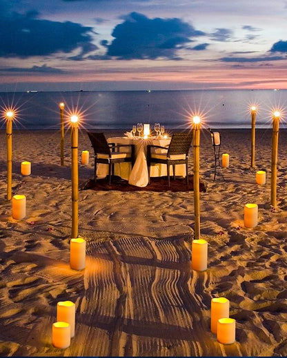 Da by Candles Battery Operated Candles LED Outdoor Waterproof Candles Plastic Fake Candles with Remote Timers Set of 12(Ivory)