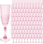 Plastic Champagne Flutes, 100PCS Pink Wine Glasses Goblets Cups Reusable Flute, for Weddings Bachelor Parties Toasting and Events(100, Pink)