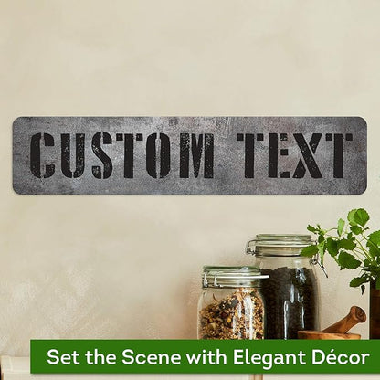 Custom Sign, Custom Street Sign, 11 Font Colors, 13 Font Styles, 4 Hole Options, 22 Sizes, 4x18 Inches, Rust Free DiBound, Fade Resistant, Made in USA by My Sign Center (Grunge Metal)