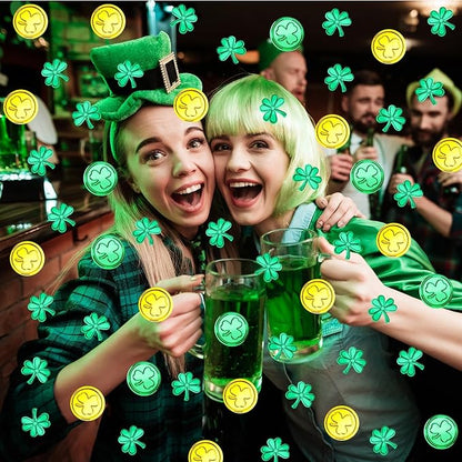 MARFOREVER St. Patrick's Day Shamrock Confetti, Green Gold Shamrock Metallic Foil Glitter Confetti Clover Scatters Table Centerpiece Decorations for St Patrick's Day Party Irish Birthday Supply Favors