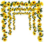 Uieke 3 Pack Artificial Sunflower Garland, 7.5ft/Strand Silk Sunflowers Hanging Vines Flowers with Green Leaves for Room Kitchen Garden Birthday Wedding Baby Shower Party Table Decor Large