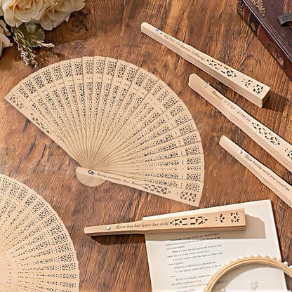 1Pcs Personalized Folding Hand Fans Custom Engraved Summer Wedding Fans,Personalized Wooden Fans Party Favor Bridal Shower Gifts for Guests