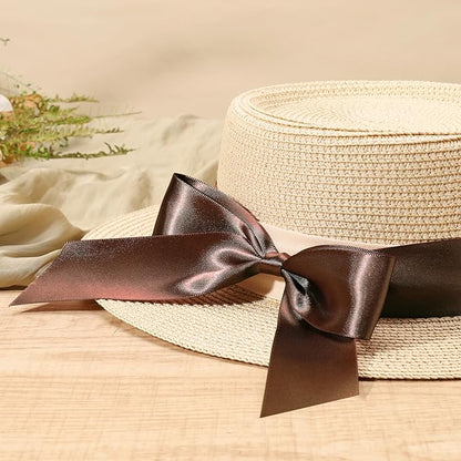 LaRibbons Brown Ribbon 1 1/2 Inch 25 Yards Luxury Double Faced Mocha Mousse Silk Ribbon for Flower Bouquet Crafts Gift Wrapping Wedding Party Decoration