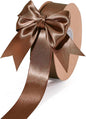 LaRibbons Brown Satin Ribbon 1 Inch 50 Yards Thin Luxury Double Faced Mocha Mousse Silk Ribbon for Flower Bouquet Crafts Gift Wrapping Wedding Decoration