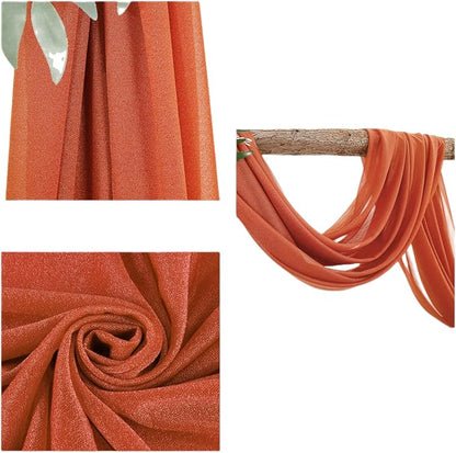 Arch Drapes for Wedding Arch Draping Fabric 6Panels Terracotta Sheer Backdrop Curtain for Ceremony Bridal Party Decor 19Ft Length x 28" Width