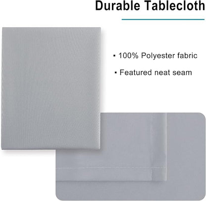 Hiasan Silver Grey Square Tablecloth - Waterproof and Spillproof Washable Fabric Table Cloth for Dining Room Kitchen Party and Outdoor, 70 x 70 Inch