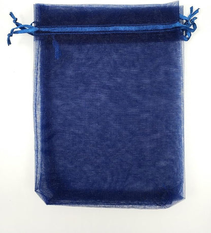 Wudygirl 100PCS Organza Bags 5X7 inch Navy Blue with Drawstring Jewelry Pouch Favor Wedding Favor Bags(Navy Blue 5x7'')