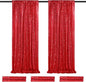 Sparkly Backdrop Curtains 6 Pcs 2ftx8ft Red Curtains Birthday Party Backdrop Sequin Fabric Christmas Decorations