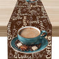 Coffee Theme Table Runner, Farmhouse Retro Brown Coffee Cup Tea Party Rustic Cafe Table Center Decor for Home Kitchen Dining Patio Holiday Party Indoor Outdoor Table Decorations,13"x36" Inch