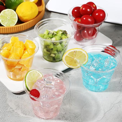 500 Pack 9 oz Clear Plastic Cups, Thickened Disposable Drink Clear Cups for Party, Higher Heat Resistance Drinking Cup for Wine, Juice, Fruit and Cold/Hot Beverages