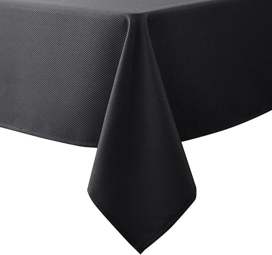 Biscaynebay Textured Fabric Tablecloths 60x108 Inches Rectangular, Black Water Resistant Spill Proof Tablecloths for Dining, Kitchen, Wedding and Parties, Machine Washable