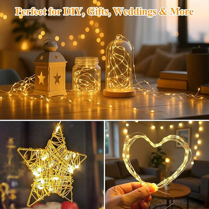 Lakumu 12-Pack Fairy Lights Battery Operated Twinkle Lights-7FT 20LEDs String Lights, Waterproof Battery Powered Firefly Lights for Crafts Bedroom Wedding Christmas Party Reception Centerpiece Table