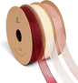 Vitalizart 3/8" x 30Yd Organza Ribbon Red Pink White Sheer Ribbons Set 10 Yd x 3 Rolls Handmade Eco-Friendly for Gift Wrapping Christmas Tree Crafts Bows Wedding Invitations Wreaths