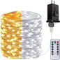 Warm White ⇋ Cool White 66Ft 200LED Fairy Lights Plug in with Remote, Waterproof String Lights Outdoor & Indoor 8 Modes with Timer, LED Twinkle Lights for Girl's Room Halloween Christmas Decorations