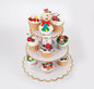 3-Tier Cupcake Stand, Lace Trim Cake Stand Holder, Tiered DIY Cupcake Stand Tower for Dessert Table Displays, Birthday Theme Party Favors Decoration, Floral Tea Party, 12" W x 12.8" H, White