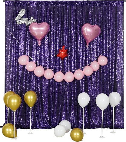Poise3EHome Purple Sequin Backdrop,8FT x 10FT Sequin Photography Backdrop Curtain for Party Decoration, Purple