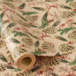 RUSPEPA Kraft Christmas Wrapping Paper Roll, Mini Roll, Pinecone and Greenery Design with Red Bow and Snowflake, Kraft Gift Wrap Paper for Christmas, Holiday, Winter Party, 17 Inches x 16.4 Feet