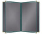 Goodsmart Pajco Style Restaurant Menu Covers – Pack of 10, Side-Loading Menu Holders, Single Stitched Edge, Clear Vinyl Menu Sleeves, Leatherette Trim, Gold Corners, Green, 6 View (8.5" x 14")