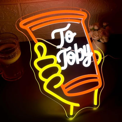 To Toby Neon Sign for Wall Decor Dimmable Solo Cup Toby Neon Light for Man Cave Led Light Up Cup Sign for Music in Memory Country Singer Beer Bar Hotel Wall Art Birthday Gifts Size14.4*10.6In(WZCP226)