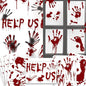 Halloween Window-Clings-Decorations Bloody-Handprint-Footprint Stickers, Scary Halloween Party Indoor/Outdoor Decoration, for Windows, Car - 12 Sheets