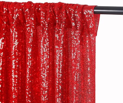 JYFLZQ Red Sequin Backdrop Curtains 10ft x 10ft 1 Panel Glitter Photo Booth Backdrops Sparkly Photography Background Drapes for Parties Wedding Bridal Showers…