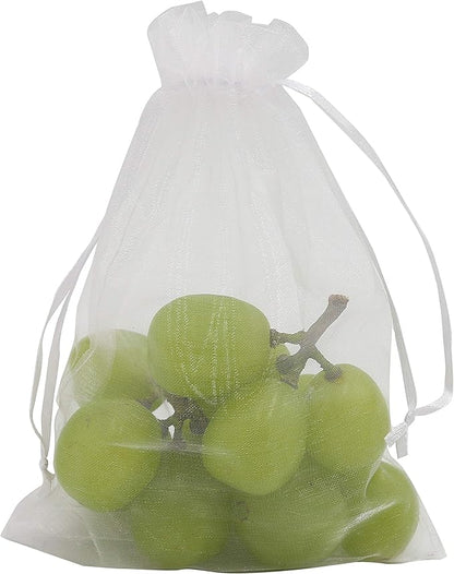 Wudygirl 100pcs 5X7 Inches White Organza Bags Christmas Drawstring Pouches Party Wedding Favor Bags Goodie bags(White 5x7)